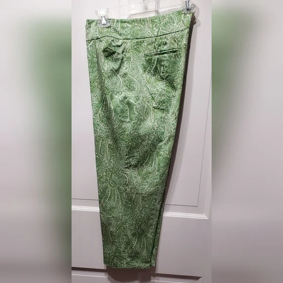 Talbots green paisley "Curvy" w/ vent pants sz 6P - Picture 6 of 9